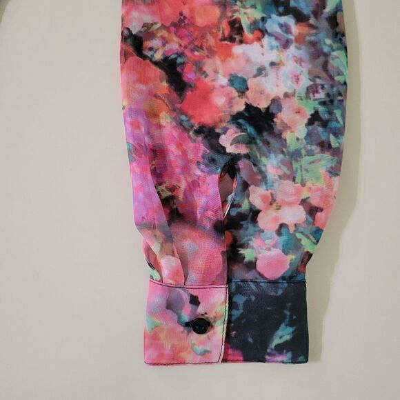 Decree Women's Sheer Floral Button-Down Blouse and Matching Tank Top - Picture 7 of 16